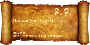 Hatvanger Fanni névjegykártya